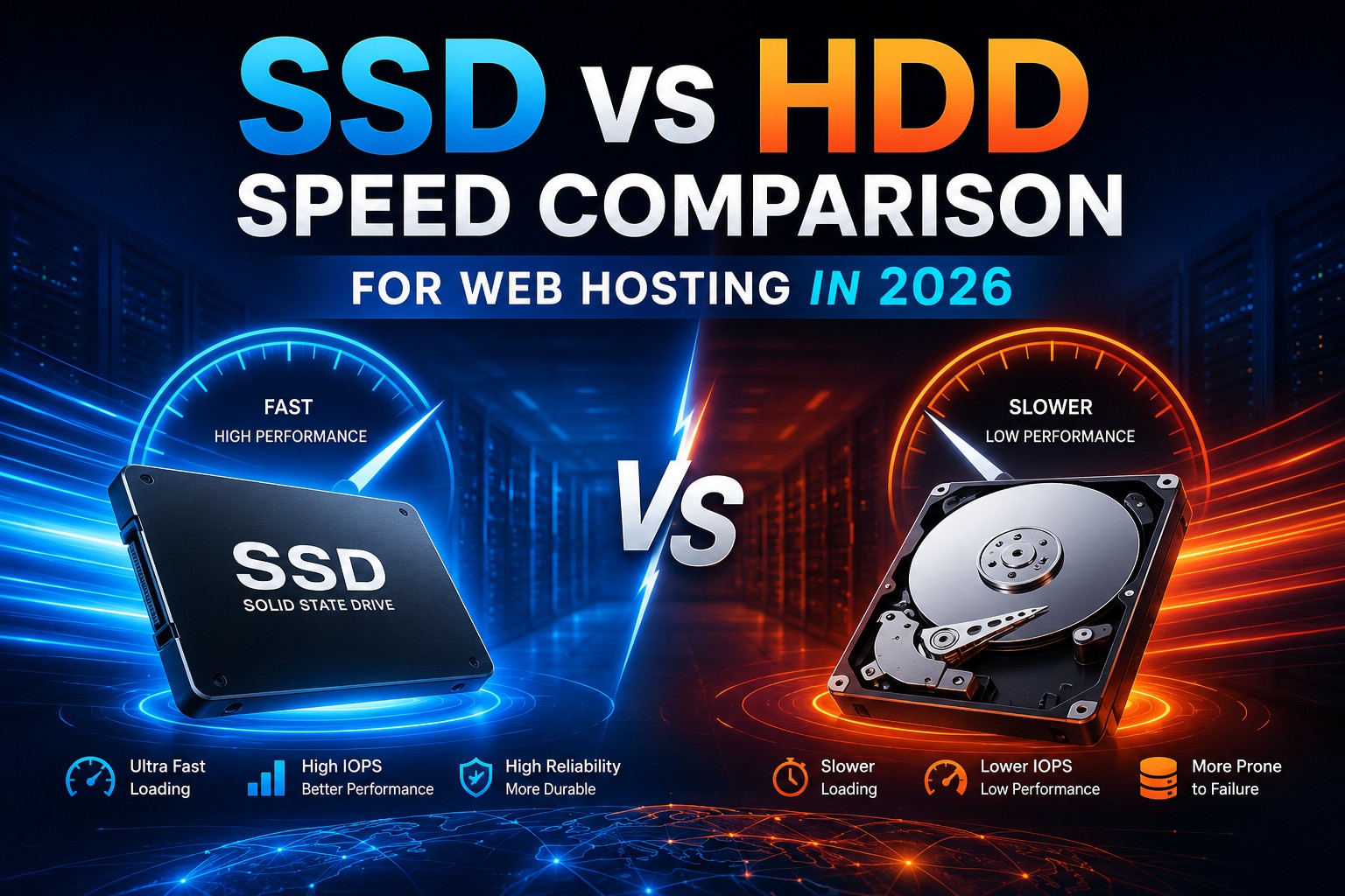 SSD vs HDD speed comparison for web hosting in 2026