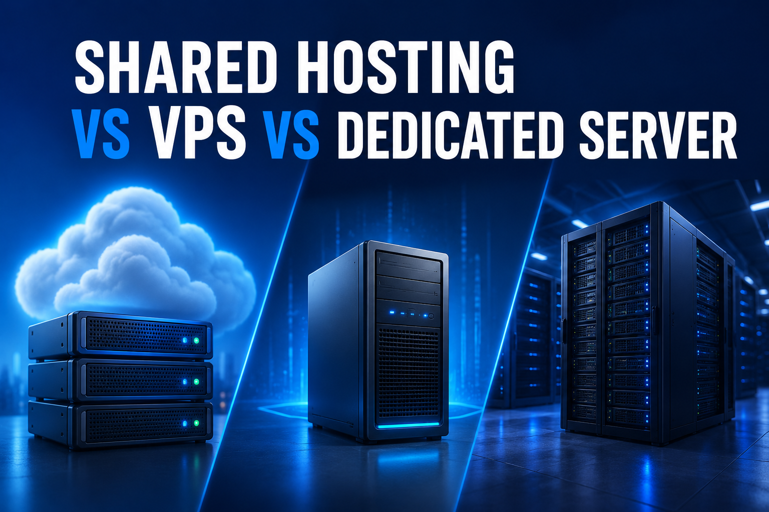 Shared Hosting vs VPS vs Dedicated Server