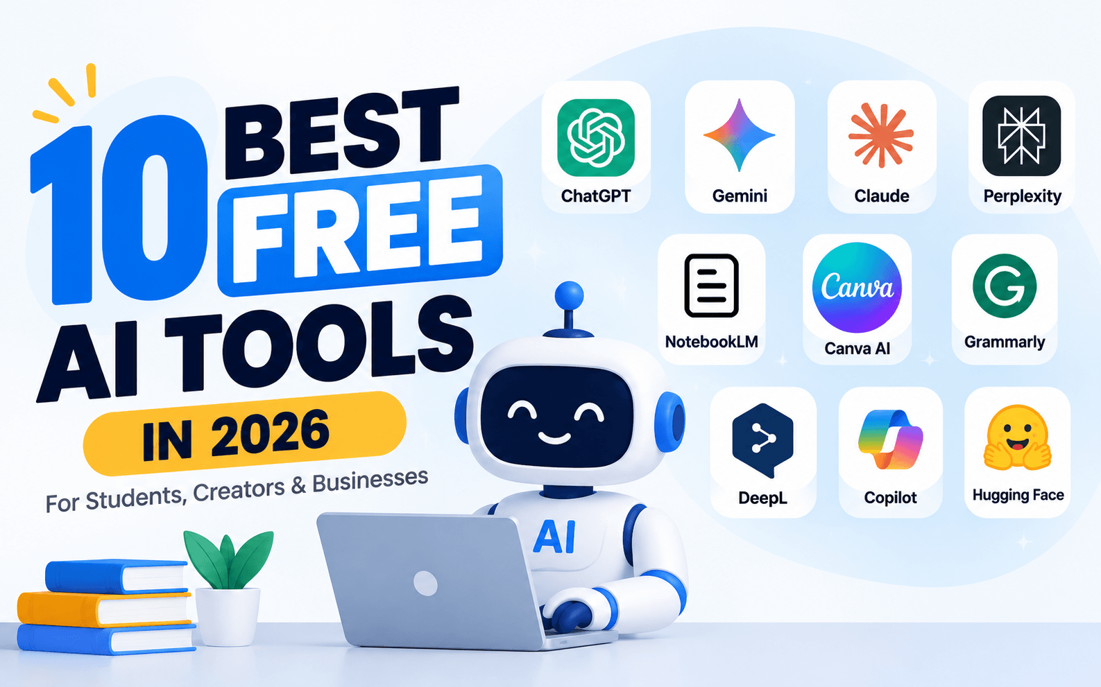 10 best free AI tools in 2026 for students creators and businesses