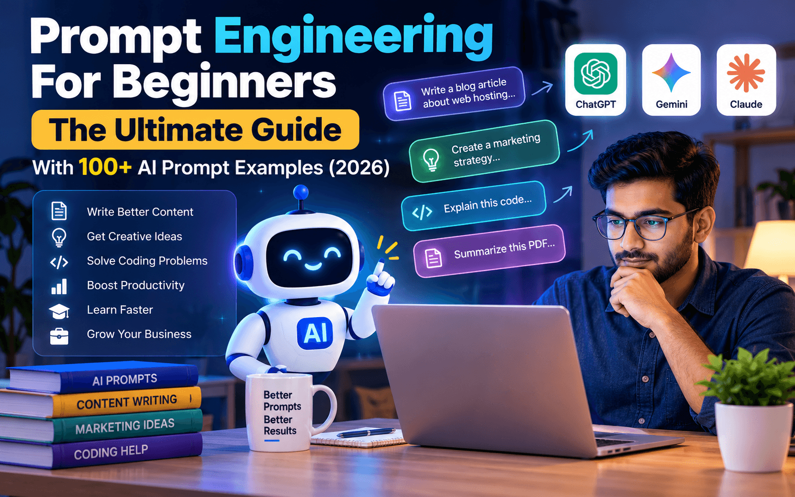 Prompt engineering ultimate guide with 100 AI prompt examples for beginners